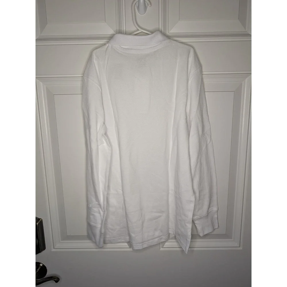 The Children's Place Boys Size Large 10-12 White Long Sleeve Uniform Pique Polo